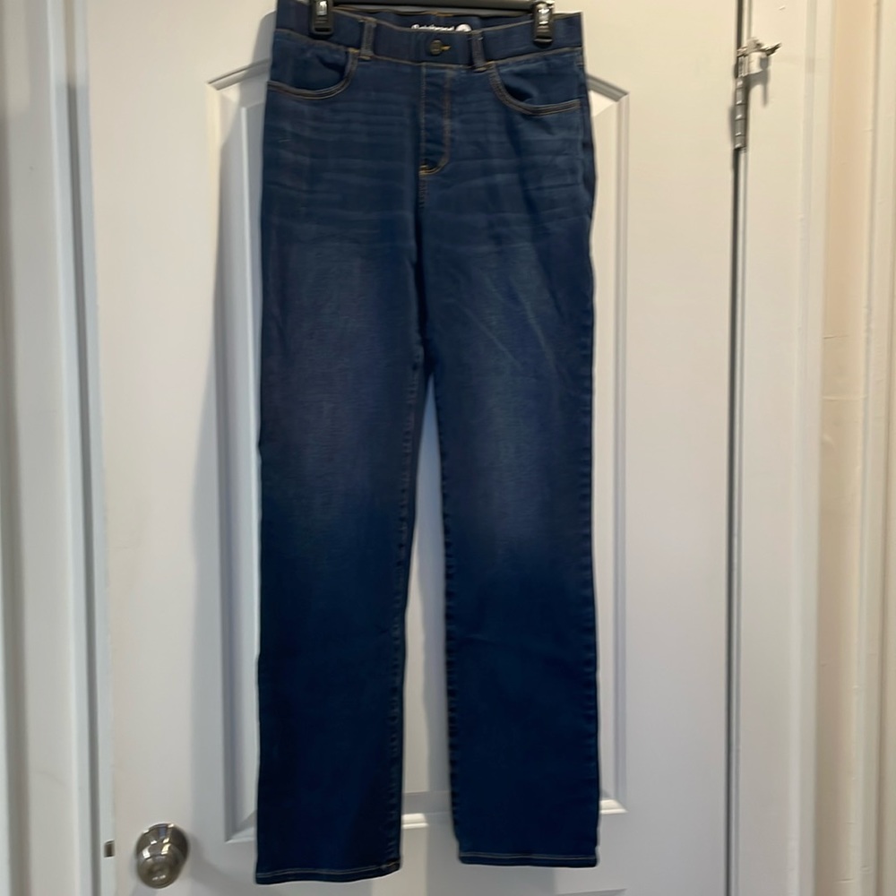Dark blue BetaBrand leggings that look like jeans, size medium